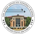 The Judge Advocate General's School emblem highlighting the United States Air Force building.